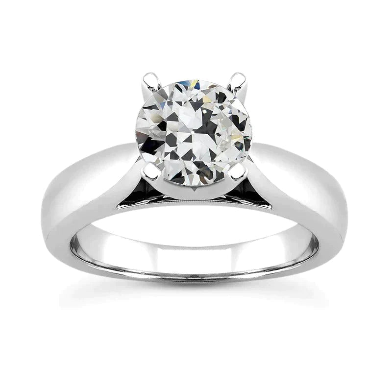Runder Solitär-Verlobungsring Mit Echt Diamanten im Alten Minenschliff, 2 Karat