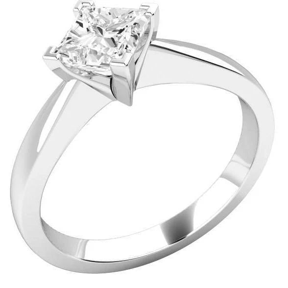 Solitär-Verlobungsring Mit 2 Karat Echt Diamanten Aus Weißgold im Prinzessin-Schliff