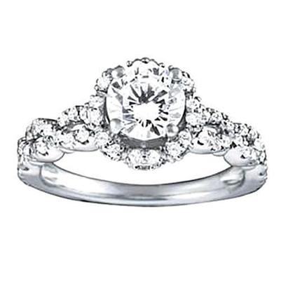 1.60 Karat Natürliche Diamant-Solitärring Mit Akzenten Weißgold 14K