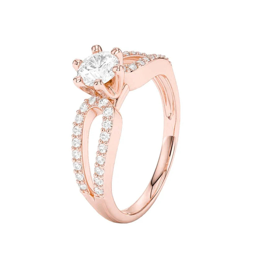 Roségold 1.75 Ct Echt Diamant-Verlobungsring Mit Akzenten