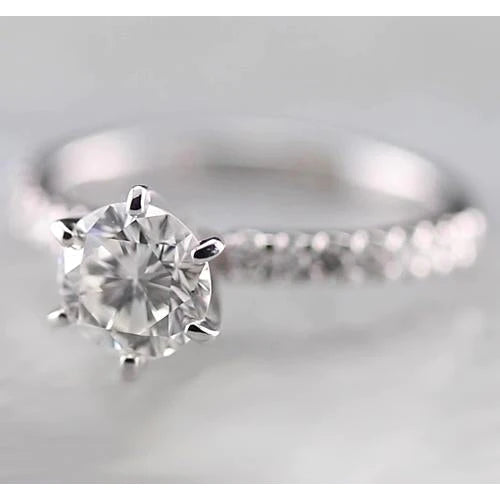 Runder Echt Diamant Damen-Verlobung 1,50 Karat Weißgold 14K