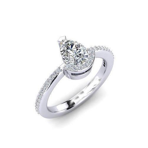 Weißgold 14K Birne Und Rundschliff 2.20 Ct Echt Diamant-Verlobungsring