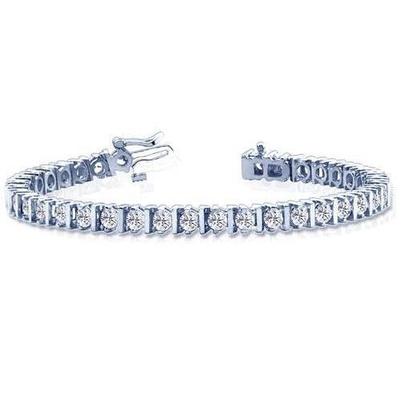 7 Karat Rund Echte Diamant Tennisarmband Weißgold 14K
