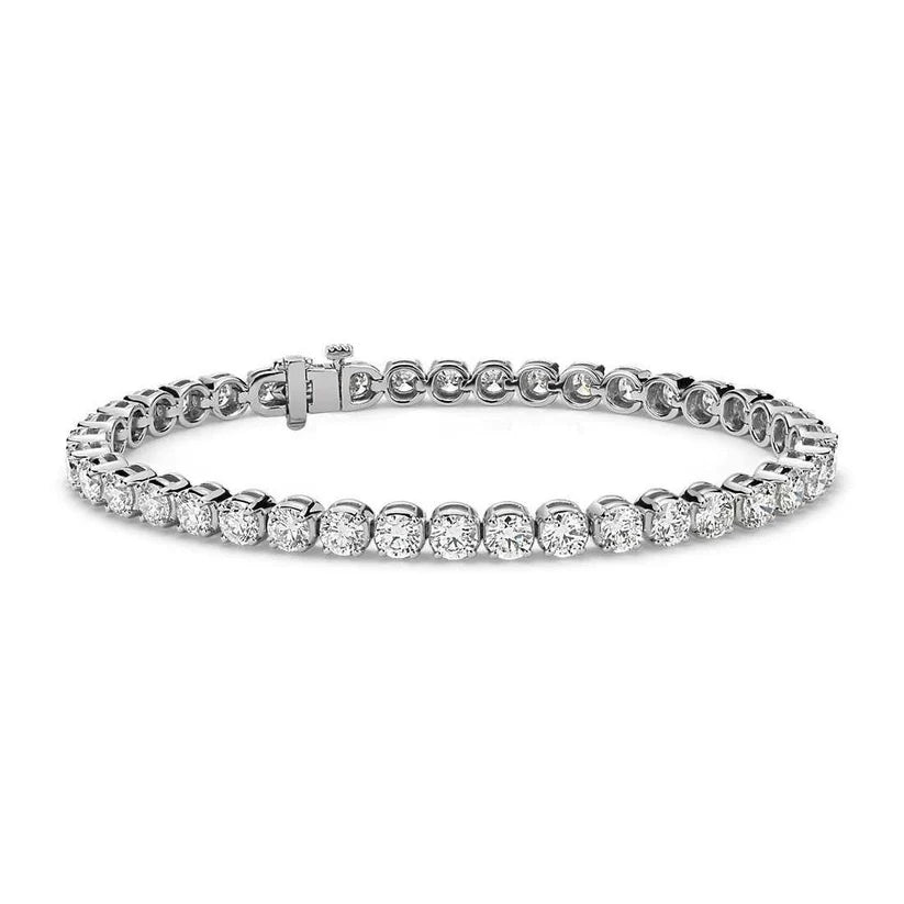 8 Karat Runder Echt Diamant Damen Weißgold Tennisarmband