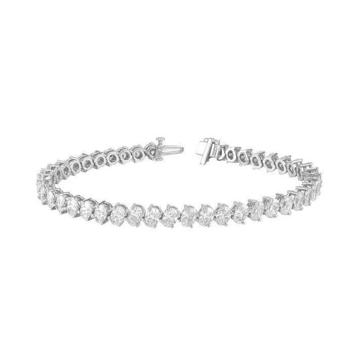 Oval Echte Diamant Tennisarmband Lady 10.50 Karat Weißgold Schmuck