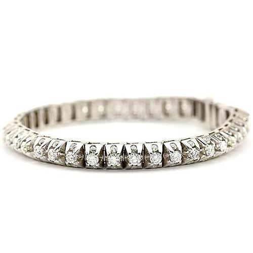White Echt Diamant Tennis Armband 6,35 Karat Weißgold Schmuck 14K