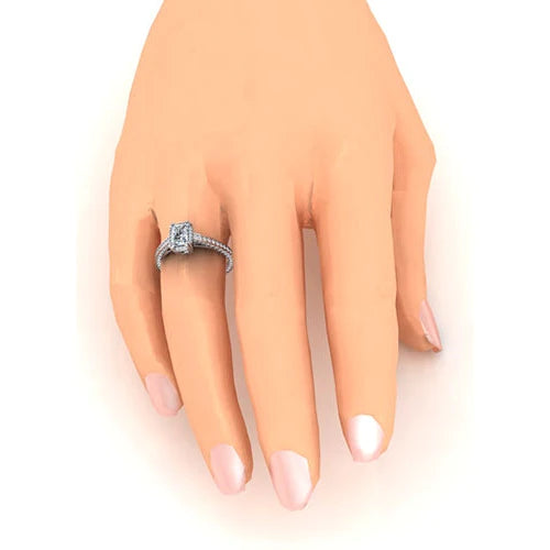 Echte Diamantring im Strahlenschliff Kathedralenfassung Gold 14K