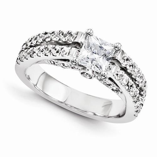 2 Karat Prinzessinnenschnitt Echte Diamant-Verlobungsring Weißgold 14K Schmuck