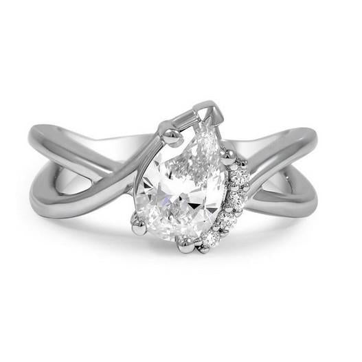 Birne Und Rundschliff 2,70 Karat Natürliche Diamant-Verlobungsring Weißgold 14K