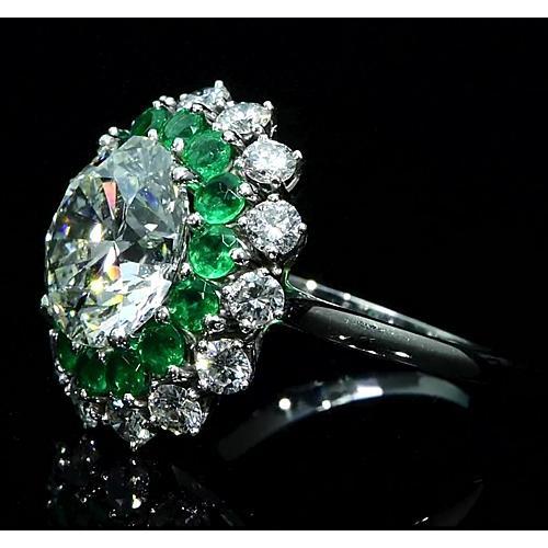 Diamantring 11,60 Karat Vintage-Stil Columbian Smaragd Neu