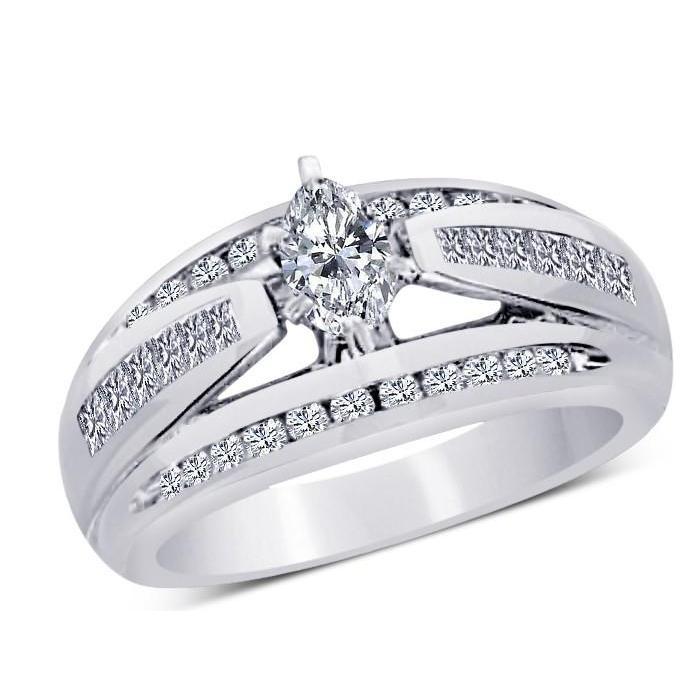 Echt Diamant-Verlobungsring Funkelnder Schmuck 2 Karat Weißgold 14K