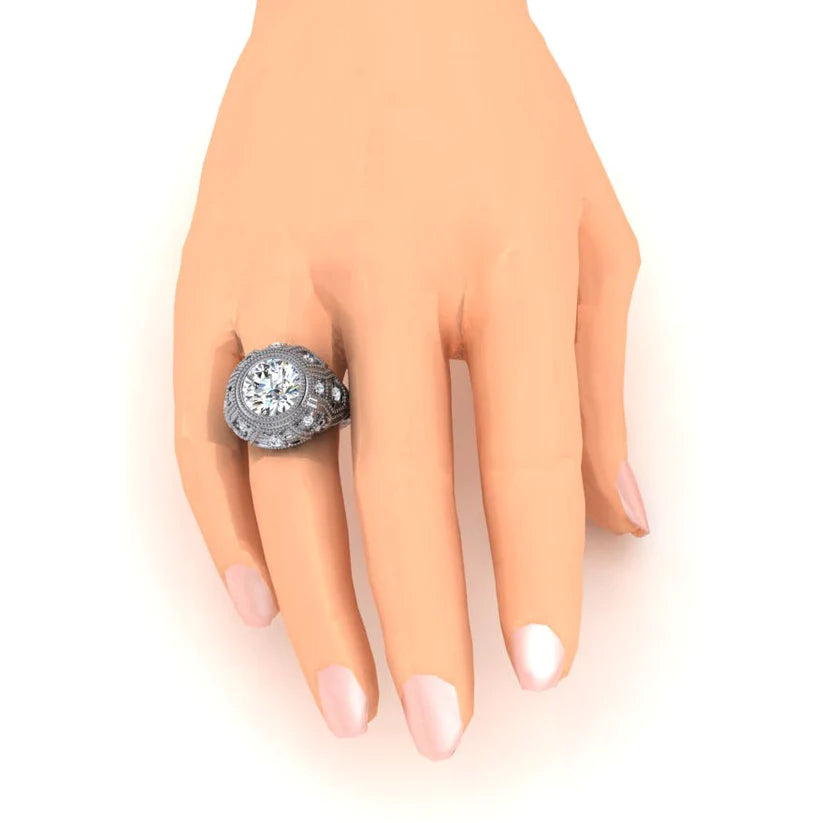 Antik-Stil Echte Diamantring Milgrain Schmuck