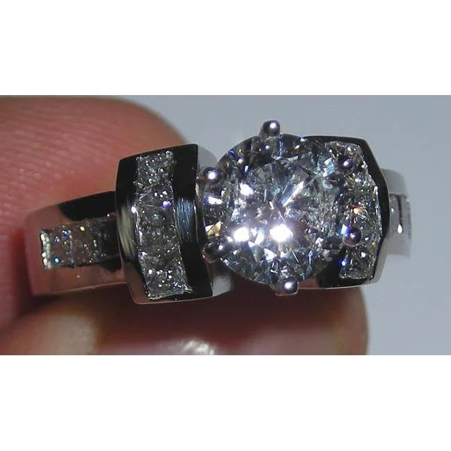 Natürliche Diamant-Verlobungsring 2.71 Karat Prinzessin Und Rundes Weißgold 14K