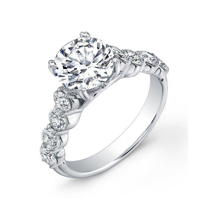 Natürliche Diamantbetonter Verlobungsring 4.10 Karat Weißgold 14K