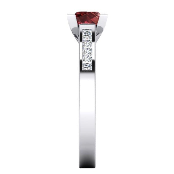 Prinzess Rot Rubin Ring Weiß Gold