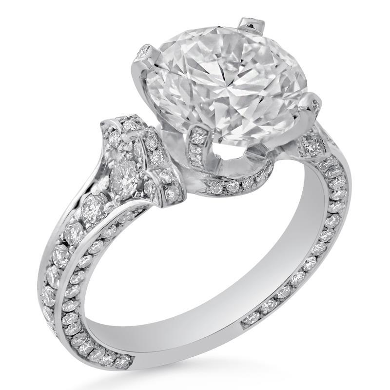 Runder Echt Diamant Antik-Stil Verlobungsring 4.75 Karat Weißgold 14K