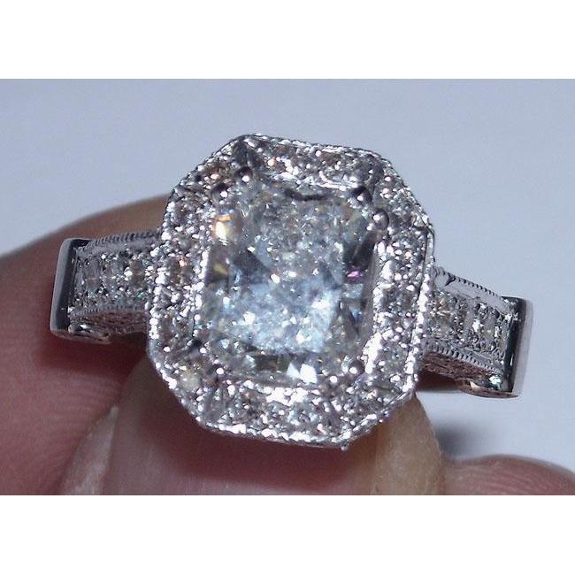 8.51 Karat Echte Diamant-Verlobungsring-Band-Set Radiant