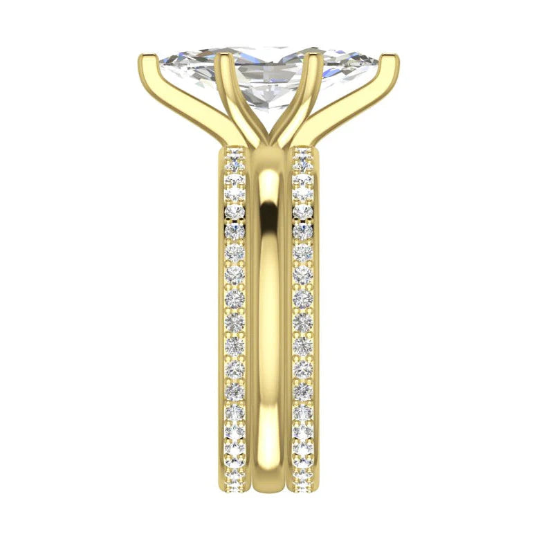 Echt 3-Teiliges Trauring Set 3,50 Karat Gelbgold Marquiseschliff