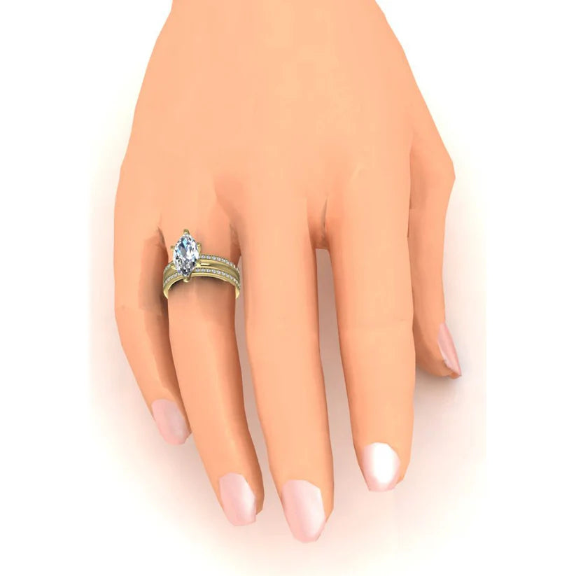 Echt 3-Teiliges Trauring Set 3,50 Karat Gelbgold