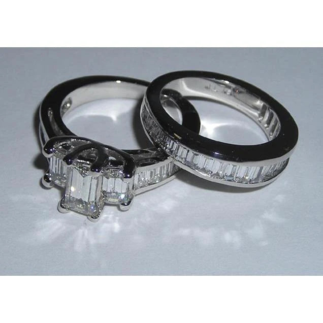 Baguetteschliff Echt Diamantring 3,53 Karat Weißgold 14K