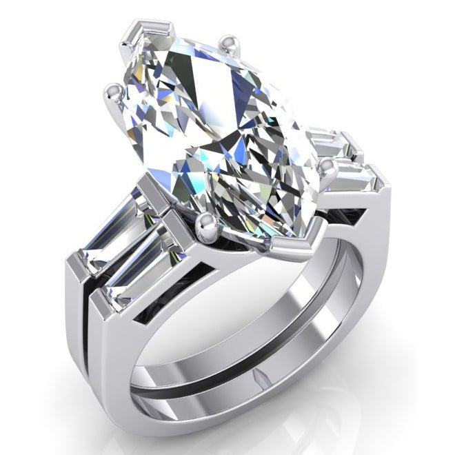 Verlobung Set mit Diamanten im Marquise-Schliff 3.50 ct.