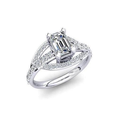 Smaragd & Echte Diamant-Verlobungsring im Rundschliff 2.50 Karat Weißgold 14K