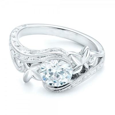 Solitär-Echt Diamant-Verlobungsring Antik-Stil 2.50 Kt Weißgold 14K