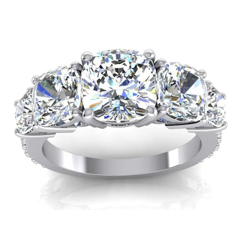 Verlobung Ring Aus 7 Karat Kissen Echte Diamant Gold Mit