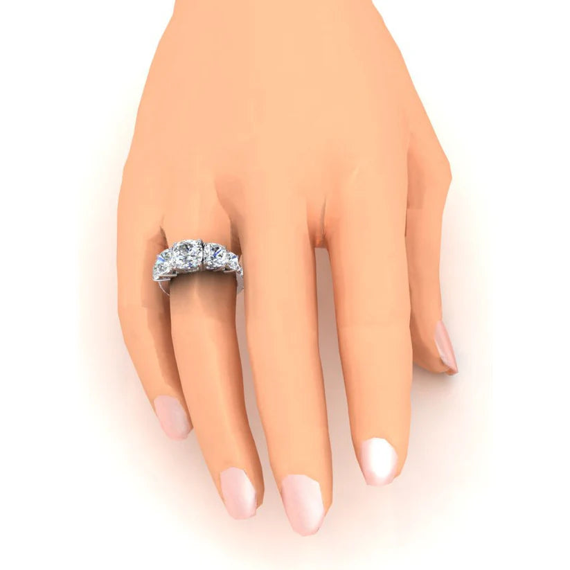 Verlobung Ring Aus 7 Karat Kissen Echte Diamant Gold