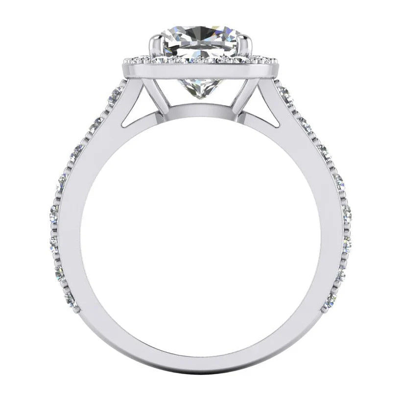 WeißGold Kissen Halo Echt Diamant Ring 3,65 Karat