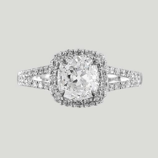 14K Gold Halo Ring Kissen Alter Bergmann Natürliche Diamant Split Shank 5,50 Karat
