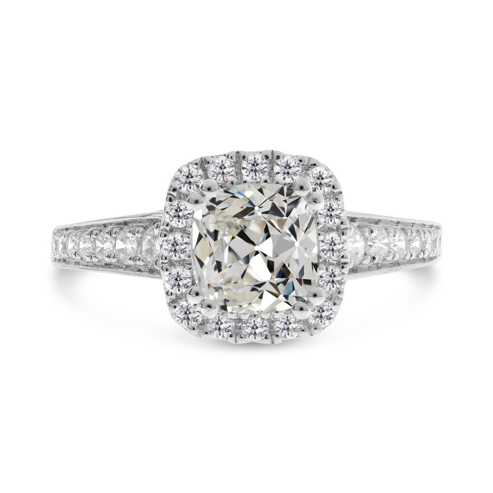 14K Gold Rund & Kissen Old Mine Cut Naturliche Diamant Halo Ring 8 Karat