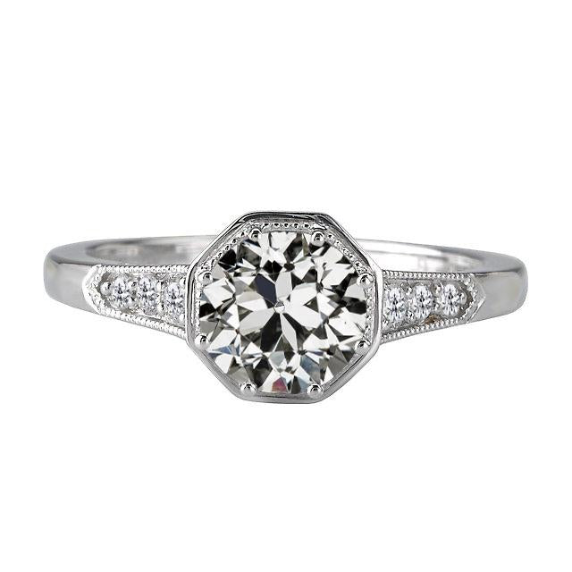 14K Gold Runder Alter Bergmann Echt Diamantring Im Antiken Stil 3 Karat