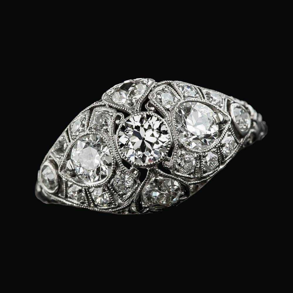 14K Gold Runder Alter Bergmann Echt Diamantring Milgrain Schaft 4,50 Karat