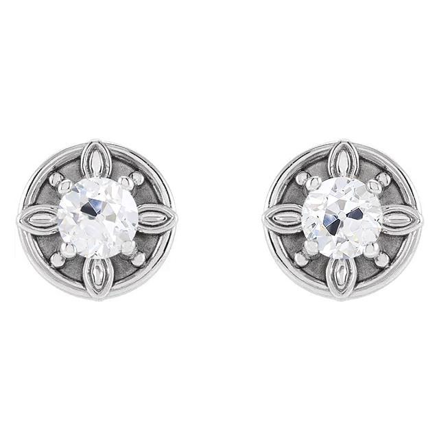 2 Karat Runde Echt Diamant Ohrstecker Alter Bergmann Push Backs Goldschmuck - harrychadent.ch