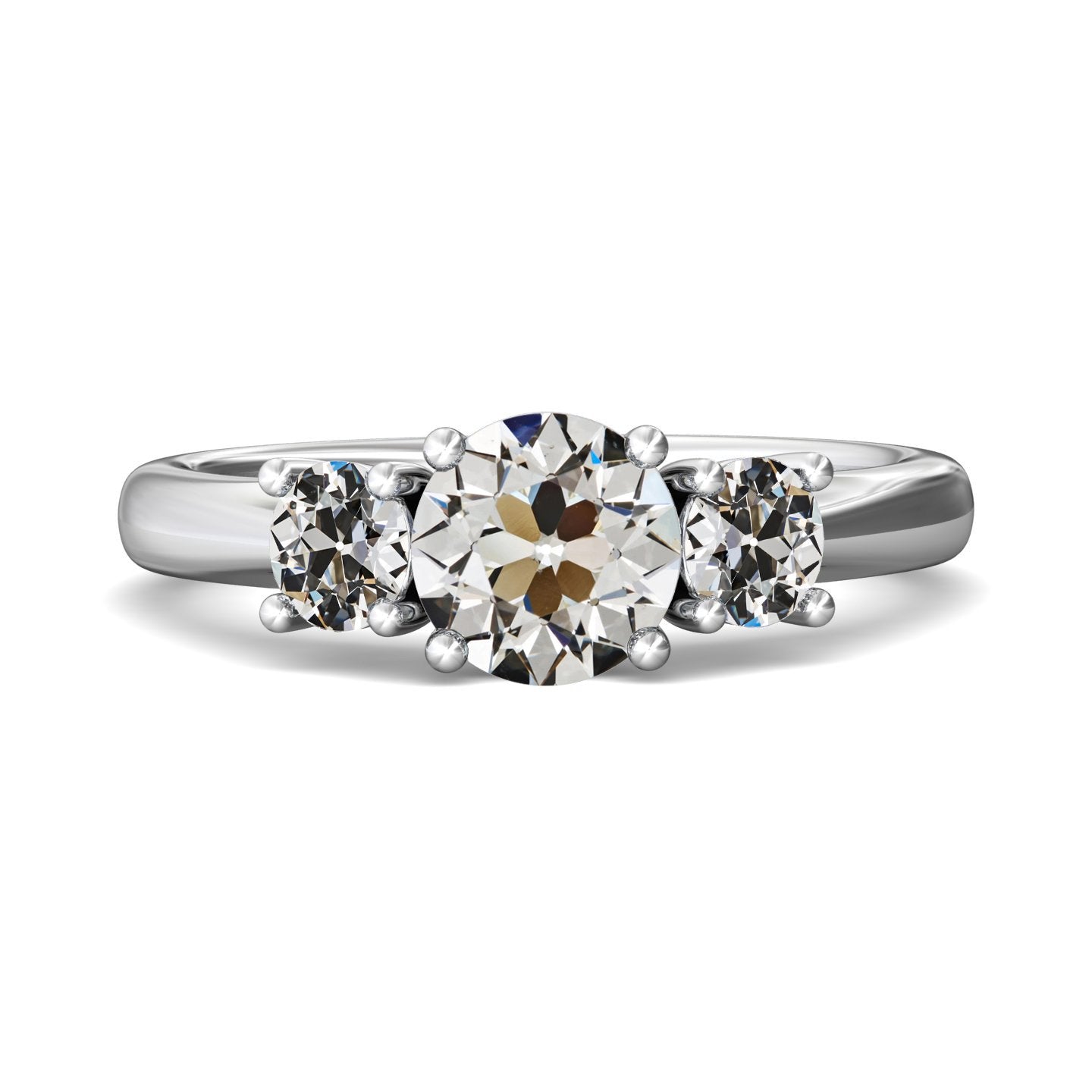 3-Stein-Jubiläumsring Runder Echt Diamant Im Alten Minenschliff 4 Karat - harrychadent.ch