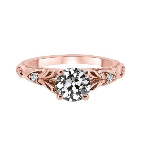 3-Stein-Ring Runder Alter Europäischer Echt Diamant im Antiken Stil 1,75 Karat-harrychadent.ch