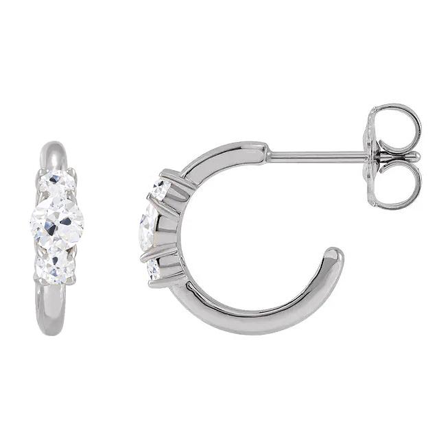 3 Stein Natürlich Diamant Offene Creolen 6 Karat Altschliff Goldschmuck2