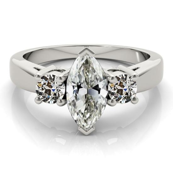 3 Steine Marquise Altschliff Naturliche Diamant Ring V Krappen Korb Set 4,50 Karat