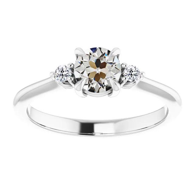 3 Steine Ring Runder Alter Bergmann Natürliche Diamant Goldkorb Set 2 Karat