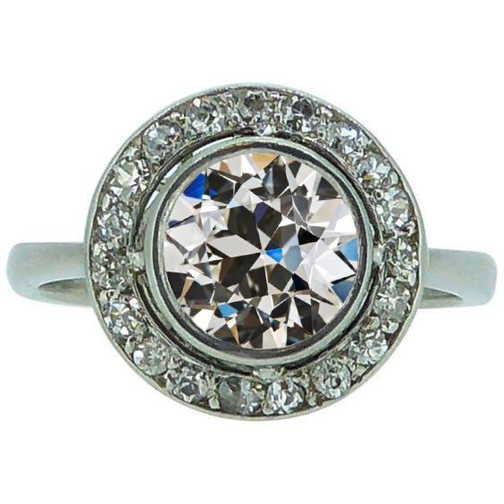 4 Karat Halo-Jubiläumsring Altschliff-Rund Natürliche Diamant-Lünettenset