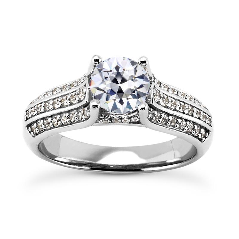 5 Karat Gold Verlobungsring Altschliff Naturliche Diamant Dreireihige Akzente - harrychadent.ch