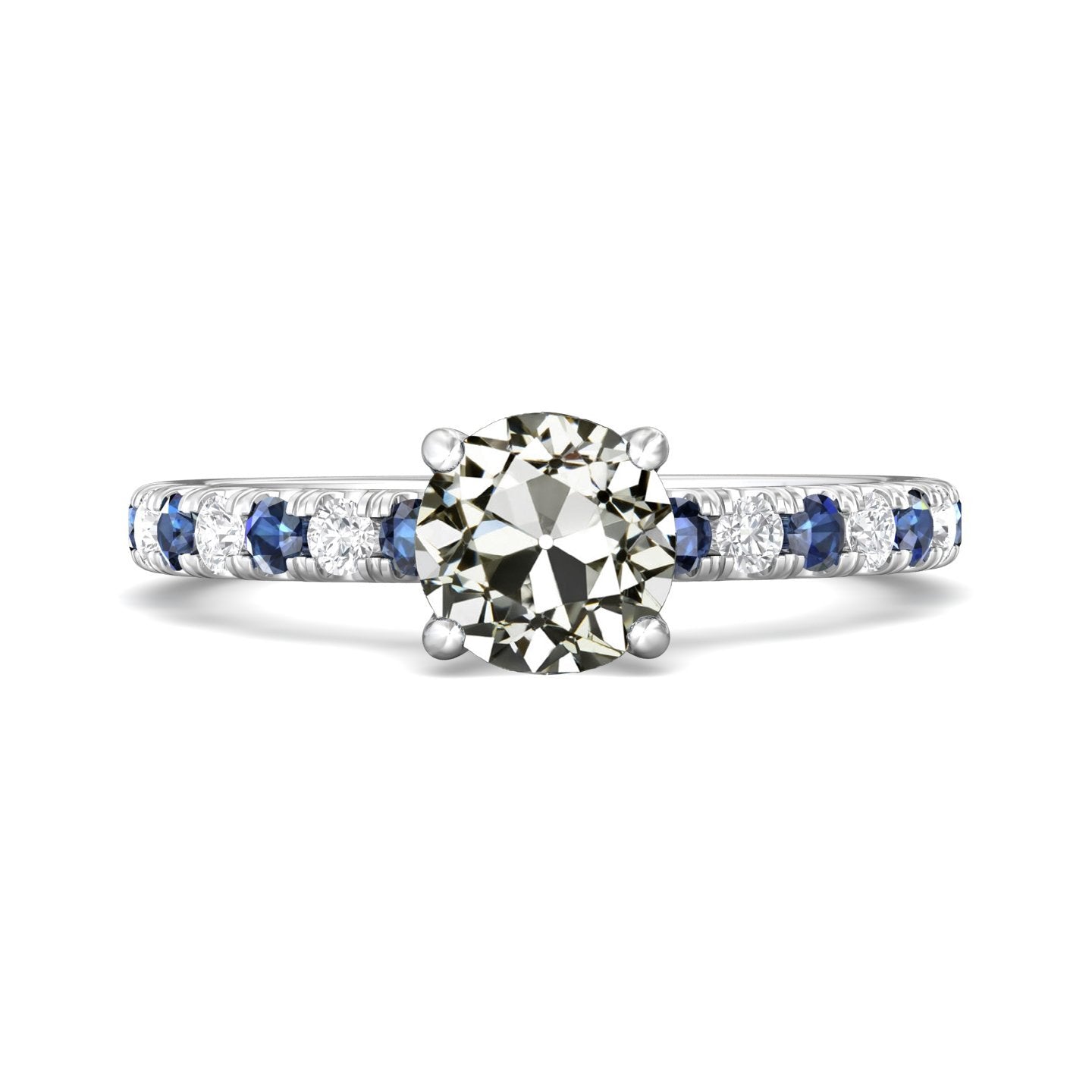 5 Karat Runder Alter Bergmann Echt Diamant & Blauer Saphir Damenschmuck - harrychadent.ch