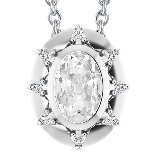 6.50 Karat Oval Alter Bergmann Halo Damen Naturliche Diamant Anhänger Lünette Star Style