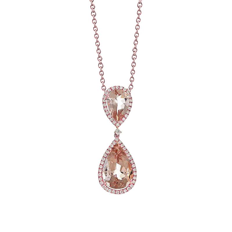 7.85 Karat Morganit Anhänger mit 14K Roségold