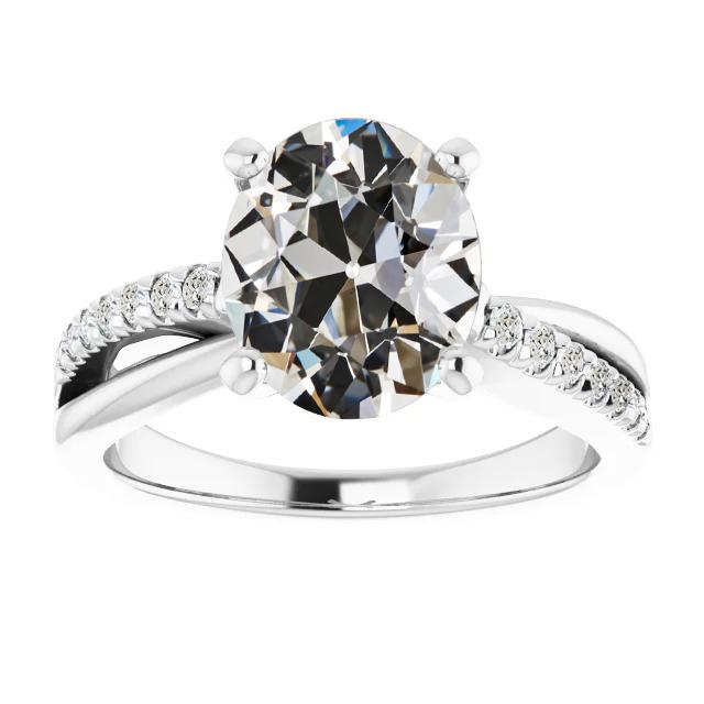 7 Karat Runder & Ovaler Alter Bergmann Echt Diamantring Pave Split Shank - harrychadent.ch