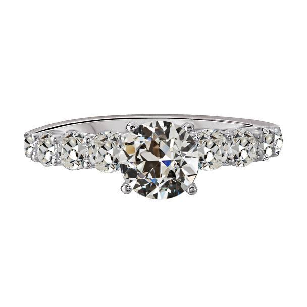 7 Karat Weißgold Echt Diamant Verlobungsring Mit Altem Minenschliff