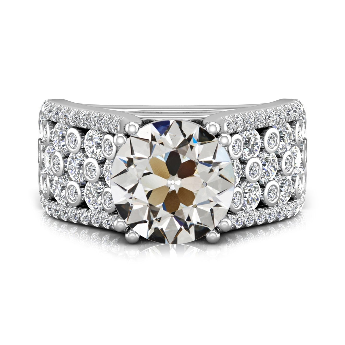 Alter Bergmann Echt Diamant Ehering Mehrreihig Akzente Krappen Set 7,50 Karat - harrychadent.ch