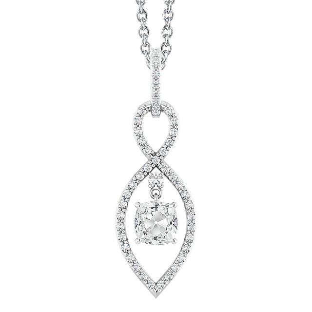 Alter Bergmann Kissen Echt Diamant Anhänger 3,50 Karat Krappenset Twisted Shank