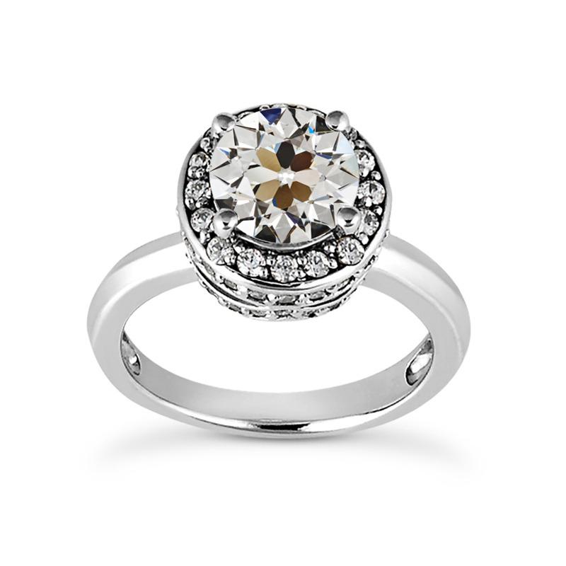 Alter Minenschliff Echt Diamant Halo Ehering 14K Weißgold 4,75 Karat - harrychadent.ch